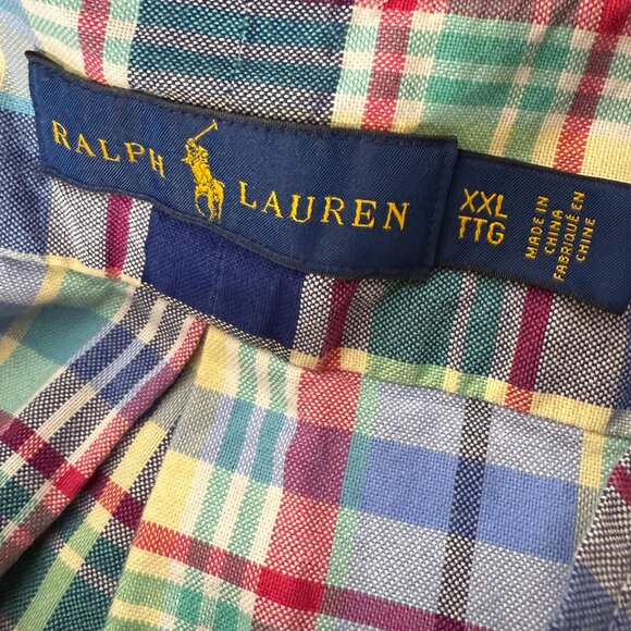Ralph Lauren Short Sleeve Button Down Plaid Blue, White, Pink, Yellow...Size XXL - Picture 2 of 7